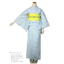 画像をギャラリービューアに読み込む, Ladies&#39; Cotton Yukata: Japanese Traditional Clothes  - Light Blue Mesh Floral SANKATSU
