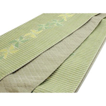 將圖片載入圖庫檢視器 Ladies&#39; Hanhaba-Obi for Japanese Traditional Kimono - Reversible Long Light Green Windmill anan Brand
