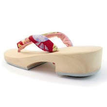 Load image into Gallery viewer, Women&#39;s Paulownia Geta(Japanese Sandals) for Japanese Traditional Kimono/Yukata: Red Temari ball 23.0 - 24.5cm
