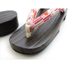 Load image into Gallery viewer, Ladies&#39; Geta(Japanese Sandals) for Japanese Traditional Kimono/Yukata: Cream Arrow Feather Sakura Hanao 24 -25 cm
