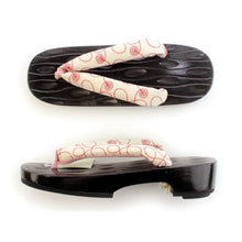 画像をギャラリービューアに読み込む, Ladies&#39; Geta (Japanese Sandals) for Japanese Traditional Kimono/Yukata:Black Sole Cream Red Yarn Hanao 23 - 24 cm

