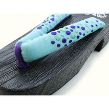 画像をギャラリービューアに読み込む, Ladies&#39; Geta Sandals - Black Sole Light Blue Purple Dots Hanao 23 - 24 cm
