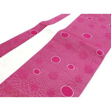 將圖片載入圖庫檢視器 Ladies&#39; Hanhaba-Obi for Japanese Traditional Kimono - Reversible Hot Pink Polka Dots x Grid White
