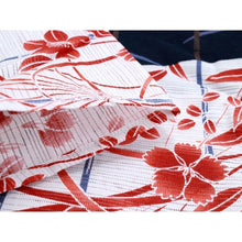 Load image into Gallery viewer, Ladies&#39; Ro Cotton Yukata: Japanese Traditional Clothes  - Navy Stripe Dot Autumn Leaves
