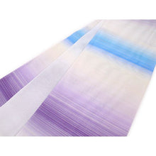 Load image into Gallery viewer, Ladies&#39; Hanhaba-Obi for Japanese Traditional Kimono - Reversible Long White Purple Blue Stripe
