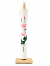 Load image into Gallery viewer,  Japanese candle Ikari type Lotus pattern 15 monme 16.5 cm hand-painted two-piece candle &amp; candlestick set
