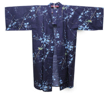画像をギャラリービューアに読み込む, Women&#39;s Happi Coat: Kimono Robe - Plum &amp; Bush Warbler Navy

