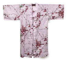 將圖片載入圖庫檢視器 Women&#39;s Happi Coat: Kimono Robe - Plum &amp; Bush Warbler Pink
