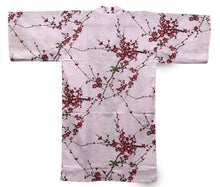 將圖片載入圖庫檢視器 Women&#39;s Happi Coat: Kimono Robe - Plum &amp; Bush Warbler Pink
