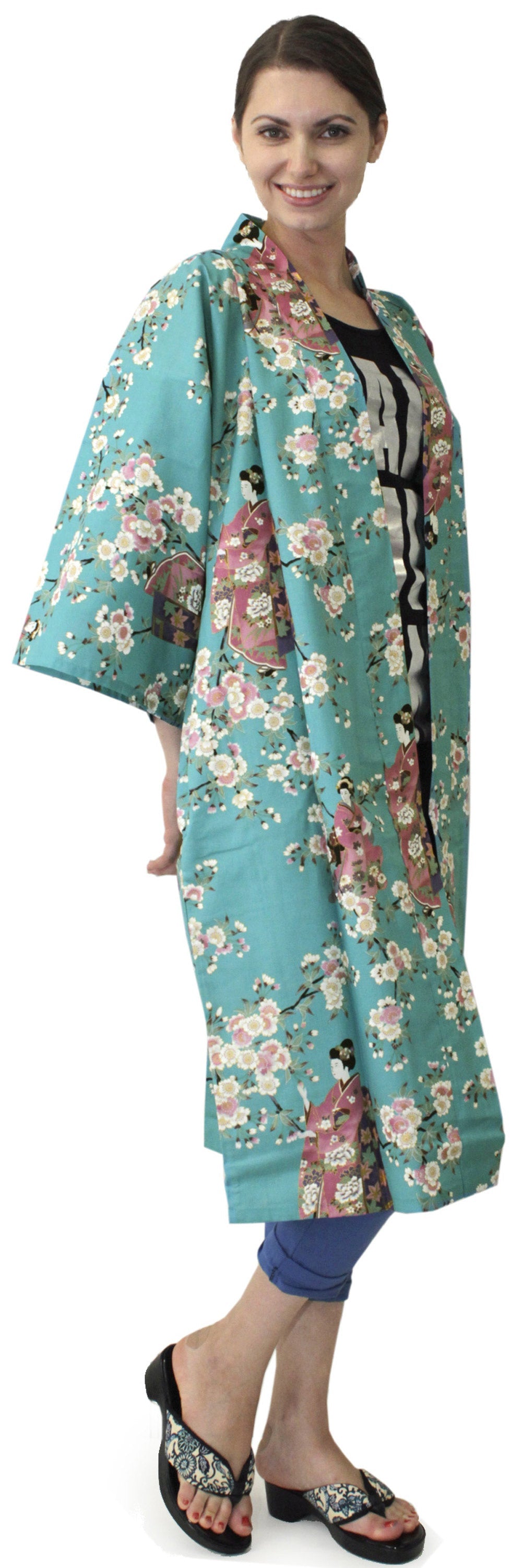 Women's Happi Coat: Kimono Robe - Lovely 