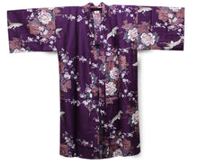 画像をギャラリービューアに読み込む, Women&#39;s Happi Coat: Kimono Robe - Flying Crane &amp; Peony Purple

