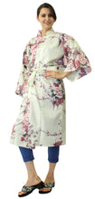 將圖片載入圖庫檢視器 Women&#39;s Happi Coat: Kimono Robe - Flying Crane &amp; Peony White
