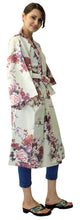 將圖片載入圖庫檢視器 Women&#39;s Happi Coat: Kimono Robe - Flying Crane &amp; Peony White
