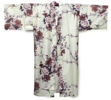 將圖片載入圖庫檢視器 Women&#39;s Happi Coat: Kimono Robe - Flying Crane &amp; Peony White
