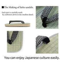 Load image into Gallery viewer, Men&#39;s Tatami setta (tatami sandals) 3L size, Inden pattern, Random Hanao (thong) pattern
