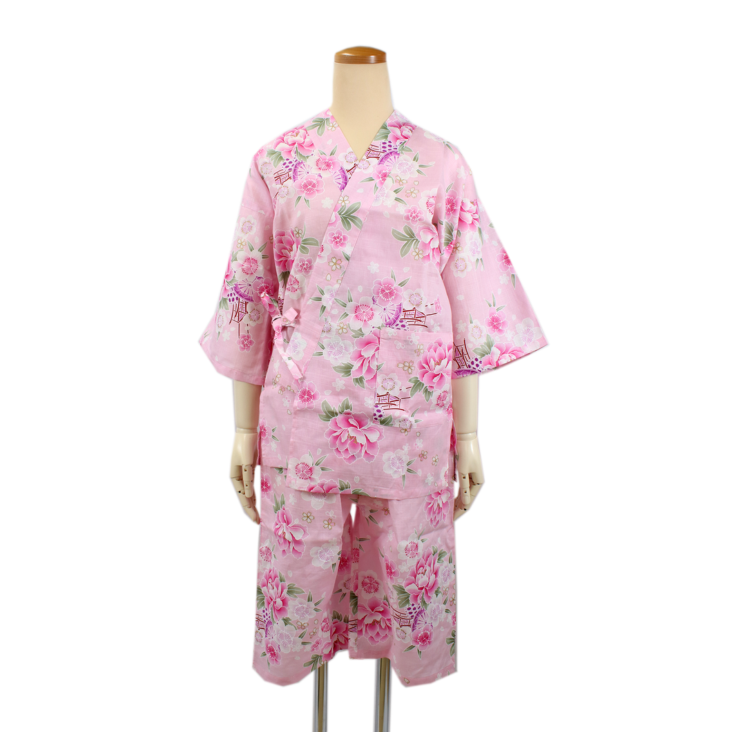 Women’s Japanese cotton jinbei kimono set summer relax wear