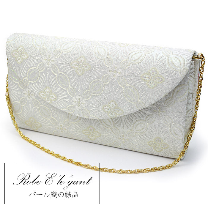 Formal Clutch Bag  for Japanese Traditional Clothes : Silver Gold Chain - Robe Elegant