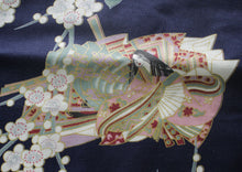 画像をギャラリービューアに読み込む, Girl&#39;s Easy Yukata / Kimono Robe : Japanese Traditional Clothes - Princess &amp; Peony Navy
