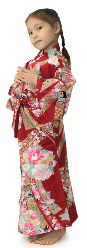 Girl's Easy Yukata / Kimono Robe : Japanese Traditional Clothes - Little Doll Red