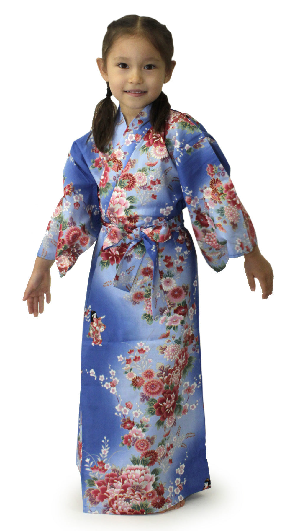 Girl's Easy Yukata / Kimono Robe : Japanese Traditional Clothes - Dolls in Color Gradation Blue
